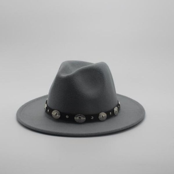 

зима осень fedora hat с diy панк пояса моды шерсть мужские женские широкий брим церковь sombreros джаз cap top hat вс, Blue;gray