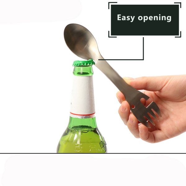 

camping outdoor tableware bbq hiking spoon cookware multifunctional fork bottle opener portable outdoor survival tools