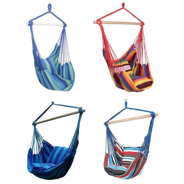 

2019 new hammock chair hanging rope chair swing seat with 2 pillows for garden indoor outdoor use