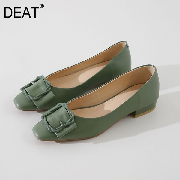 

deat]2020 square toe shallow buckle simple sweet pu leather single high heels shoes women new spring autumn fashion tide 10f429, Black