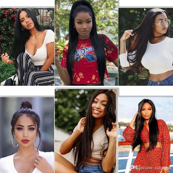 

полный шнурок человеческих волос парики для чернокожих женщин прямых бразильских париков волос remy отбеленных сучки 180% плотность полных п, Black