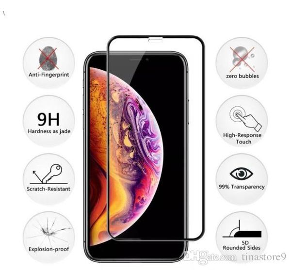

5d полный обложка фильма закаленное стекло для iphone 11 про макс xr xs max полное покрытие изогнутые 3d края экрана протектор