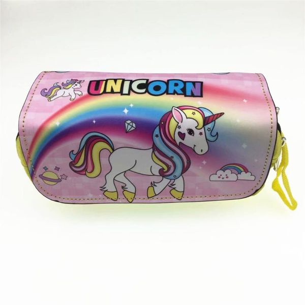 

unicorn pu + canvas cosmetic bag student stationery pouch bag makeup organizer
