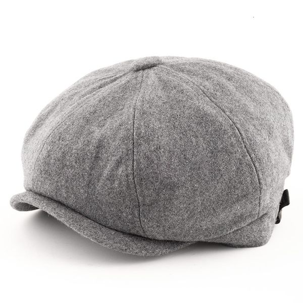 

big bone men winter large size octagonal cap dad warm felt ivy hats lady wool beret man plus size newsboy caps 58cm 60cm 62cm, Blue;gray