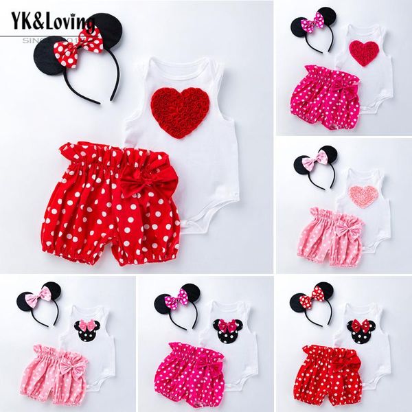 

and baby girls clothes set 2020 summer newborn baby girl clothing rompers headband short pants 3pcs outfits set, White