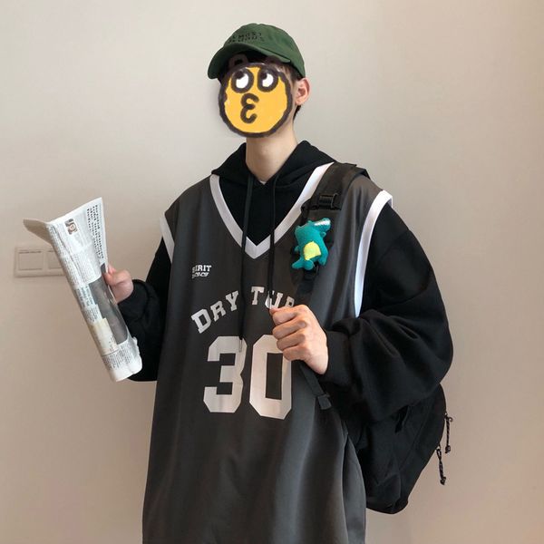 

весна и осень пары одежда пальто trend корейского стиль men's wear популярная марка chic mock двухсекционного hoodie мужского студенты wome, Black