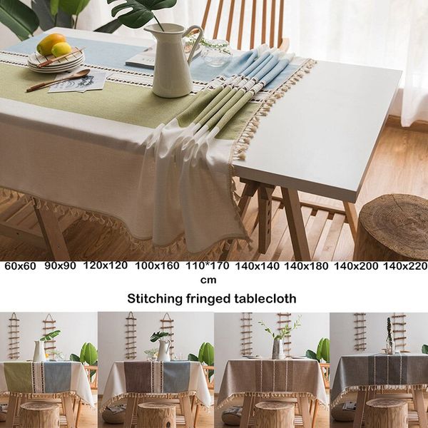 

plaid decorative linen tablecloth with tassel waterproof oilproof thick table linen rectangular wedding dining table cover