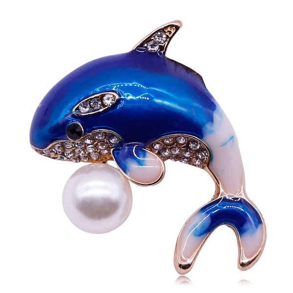 

originality drip oil dolphin brooch alloy pearl high archives women's animal brooch clothing accessories pin, Gray