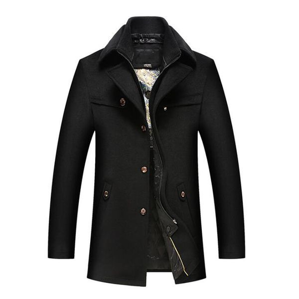 

men's jackets fashion woolen coat male silk liner thick winter jacket and autumn mens black khaki, Black;brown