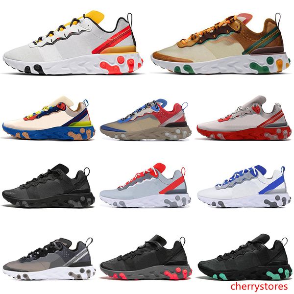 

новейший react element 55 87 tour желтые кроссовки мужчины женщины апельсиновая корка тройной черный белый парус кремовый синий мужские крос