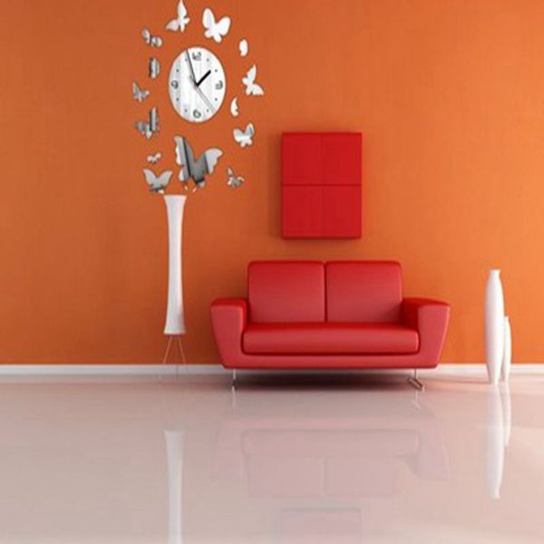 

butterfly 3d mirror wall sticker clock decorative wall clock for home decor