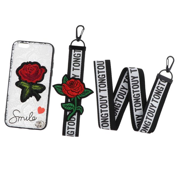 

silicone embossed lace embroidery roses phone case cover for 6