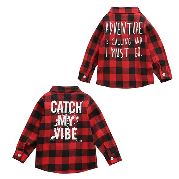 

1-6years toddler baby girl boy christmas clothes letter print plaid t-shirt