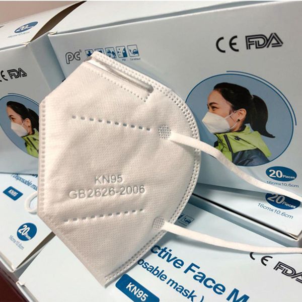 

20шт kn95 маски для лица крышка рта n95 маска 4-слойная защита от пыли и загрязнений