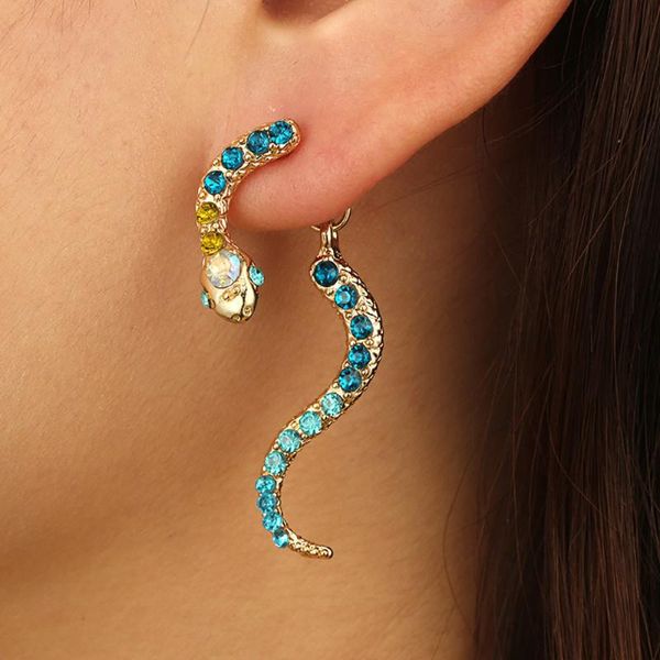 

women vintage personality zodiac snake-shaped earrings animal alloy earrings valentines day gift long z1218, Silver