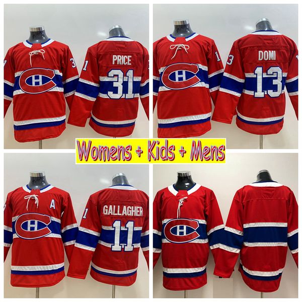 

2019 ladies montreal canadiens hockey jerseys 31 carey price 11 brendan gallagher 13 max domi kids mens womens home red stitched shirts, Black;red