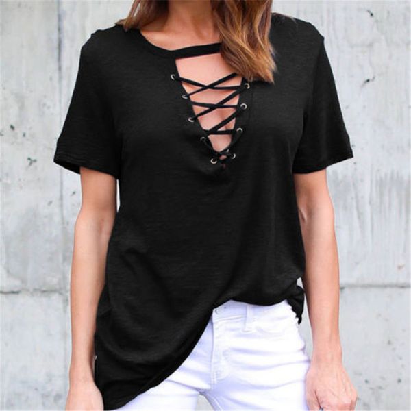 

Stylish Women clothes Short Sleeve pullover solid Shirts Casual V-neck casual Loose Summer Cotton Blouses one pieces