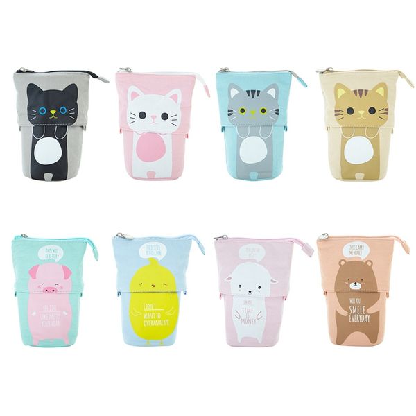 

portable zipper pencil case canvas cute pencil pocket school novelty stationery supplies