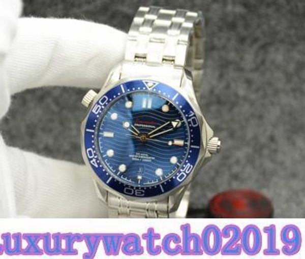 

mechanical 2813 42mm automatic outdoor mens watches watch blue dial with blue rotatable bezel and transparent case back dot hour markers, Slivery;brown