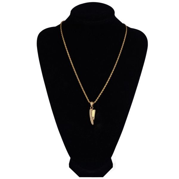 

fashion- gold color plated micro pave cubic zircon razor necklace & pendant three chains 24inch length hip hop necklace jewelry, Silver