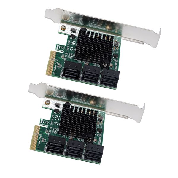

2pcs pcie to sata3.0 6port sata iii expansion card adapter for hard drive