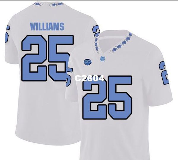 

2019 new men unc tarheels javonte williams #25 real full embroidery college jersey size s-4xl or custom any name or number jersey, Black;red