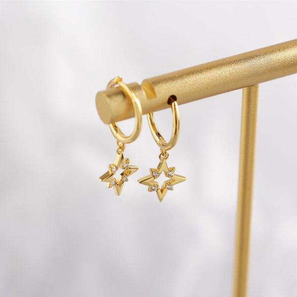 

925 sterling silver earring fashion hollow star ear ring star short pendant earring cute trend wild women girl silver ear jew, Golden;silver