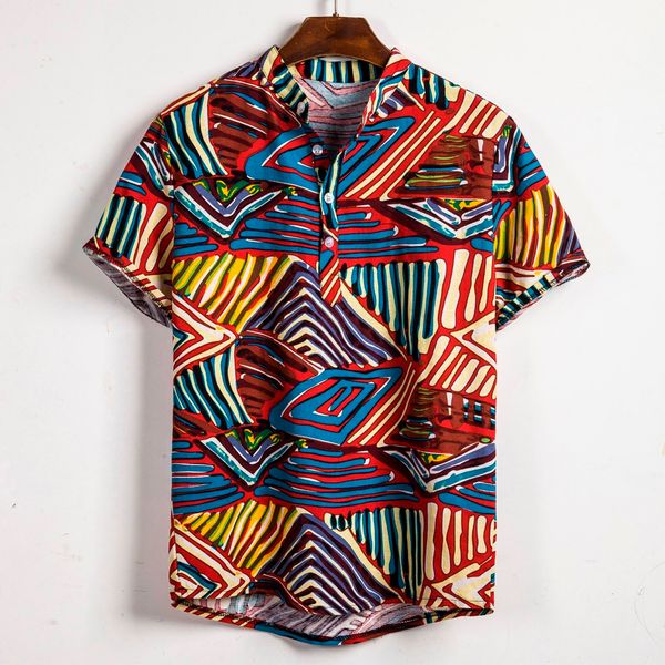 

vintage shirts men casual beach short skeeve breathable short sleeve casual cotton linen printing hawaiian shirt blouse, White;black
