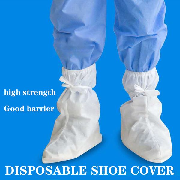 

disposable non-woven shoe cover thick medical dust-proof disposable covers hood protection equipment high-shoe cover