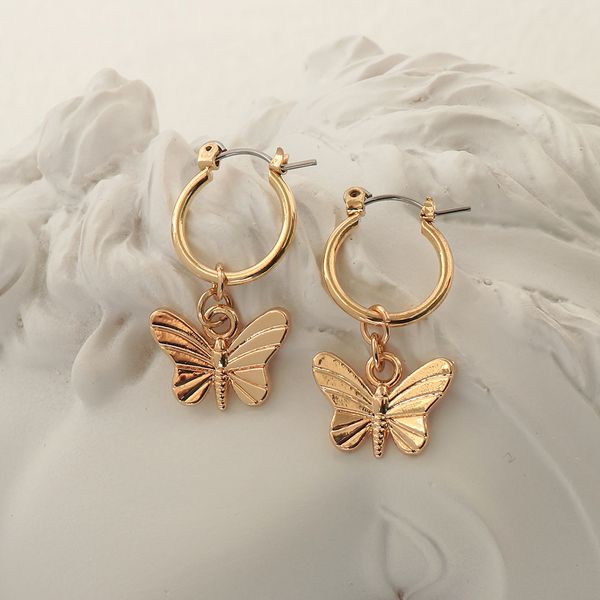 

fashion punk rock small geometric round butterfly cross charm dangle earrings metal gold color circle earring jewelry, Silver