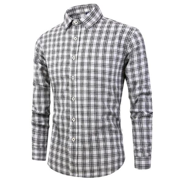 

весна мужские плед полосатые рубашки нагрудные шея длинные рукава мужской tshirts однобортный homme повседневная одежда, White;black