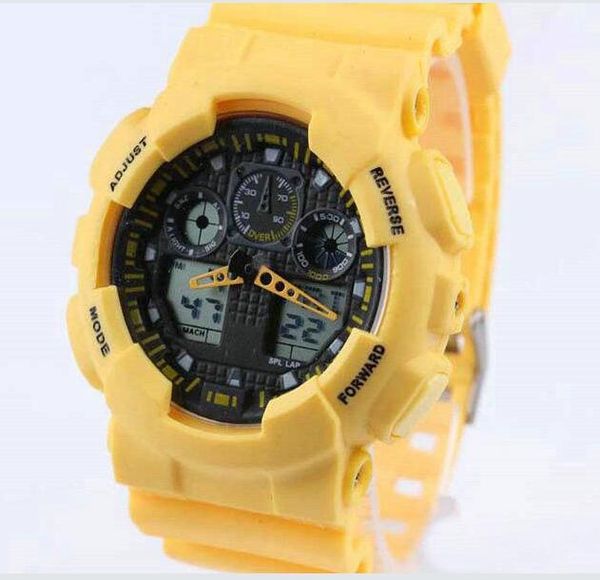 

new men running military watch wristwatch ga100 led quartz clock sport male relogios masculino sport shock big cell watch men g watches aa38, Slivery;brown
