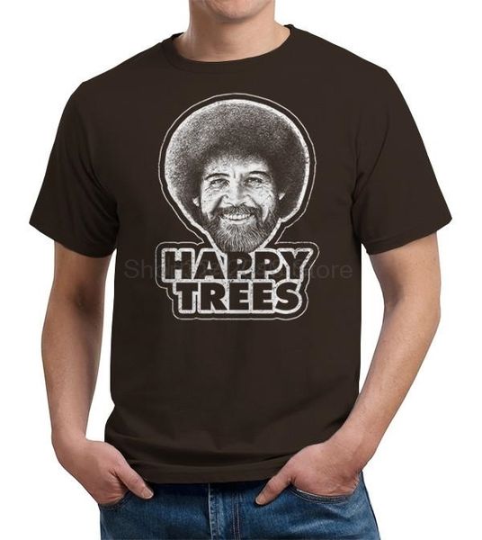 

happy trees t-shirt 2019 новая уличная мужская футболка с короткими рукавами, White;black