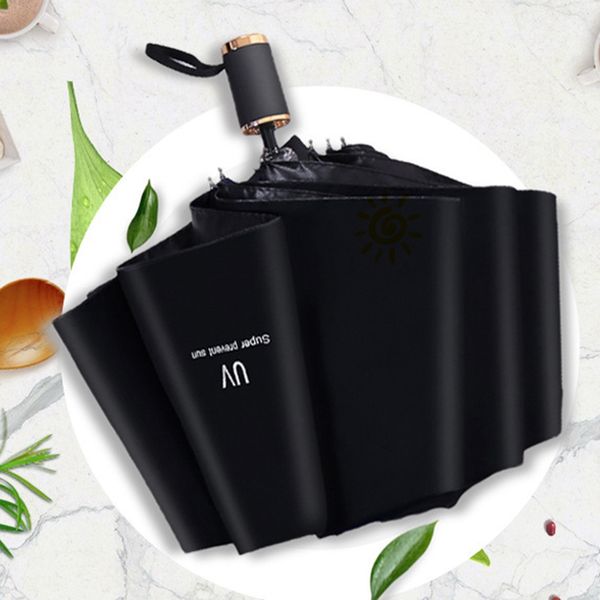 

uv clear umbrella three fold thickened black glue sunscreen sun umbrella nine plywood parasol