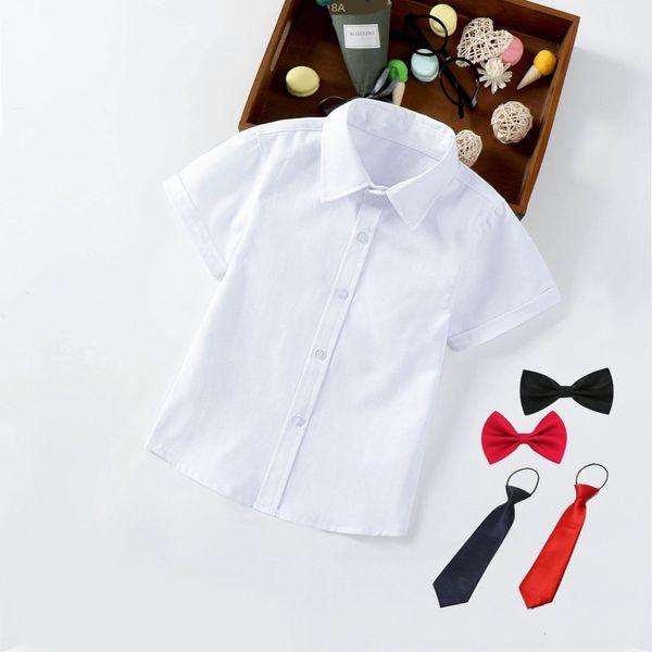 

s7gvg boy's short-sleeved children white short sleeved mounted performance costumes baby white shirt tong chen shan tong chen shan boys, White;black