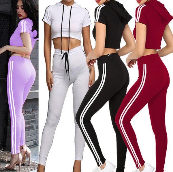 

Women Tracksuits 2019 New Fashion Sexy Women Two Piece Set Crop Top And Long Pants Outfits Women Casual Suit Sports suit