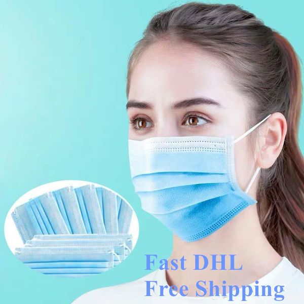 

dhl disposable face mask 3 layer earloop dust mouth masks cover 3ply non-woven disposable dust mask soft breathable