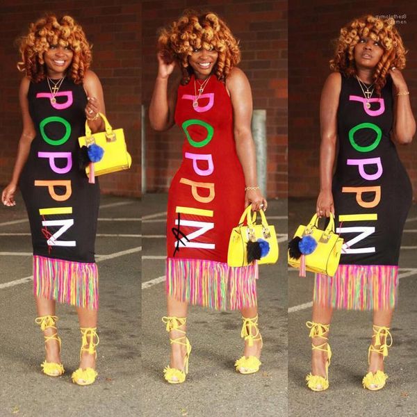 

dress summer tank bodycon dresses rainbow printed poppin letters designer women, Black;gray