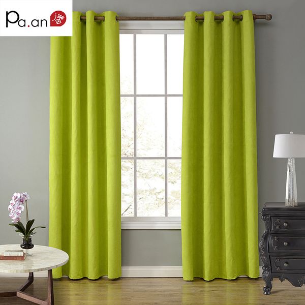 

europe green suede fabric curtains for living room bedroom solid color grommet curtain blackout window screening cloth