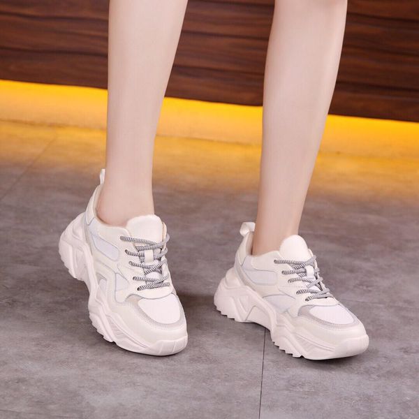 

new winter designer shoe original packaging women shoes men's leather lace up platform oversized sole sneakers white beige casual shoes, Black