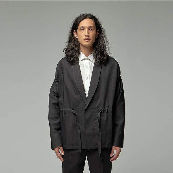 

men's jacket style waistband pajama collar lapel suit high-end custom men's fashion clothes [m-6xl]taillissime, White;black