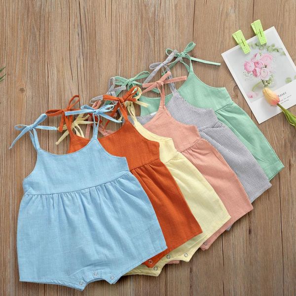 

summer baby girl sleeveless strap romper 2020, Blue