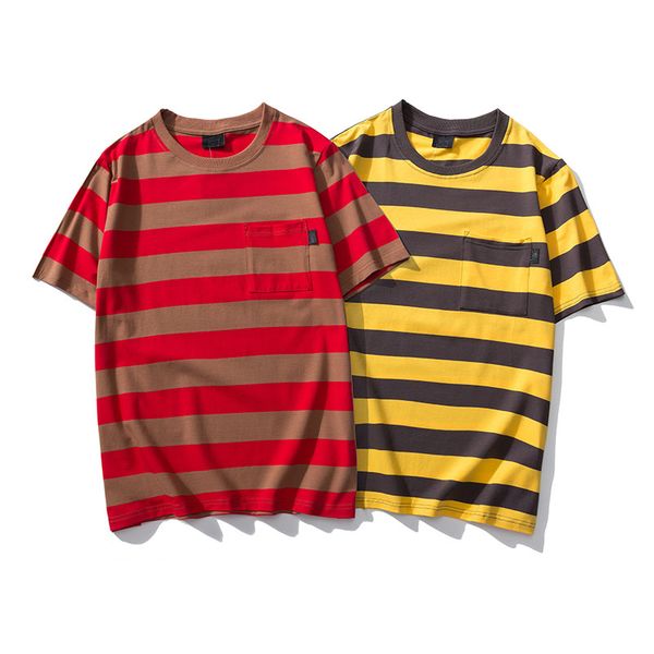 

2020 / stussy mens designer t shirts cotton shirt luxury round neck stripe male and female couple short sleeves high-quality, White;black