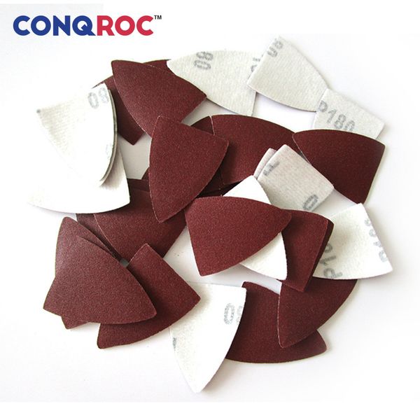 

50pcs 38mm * 52mm sanding triangles hook loop sand sheet aluminium oxide grit sanding paper for oscillating abrasive tool