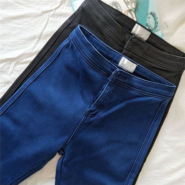 

super stretch jeans woman new autumn winter plus velvet long high waist skinny jeans woman denim pencil pants lady c5793, Blue