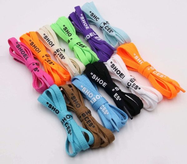 Neue 8mm flache Schnürsenkel Handgefertigter Druck „SHOELACES“ Schwarz Weiß Orange OW signierte Schnürsenkel aus Schuhen Sneakers Bootlaces DIY