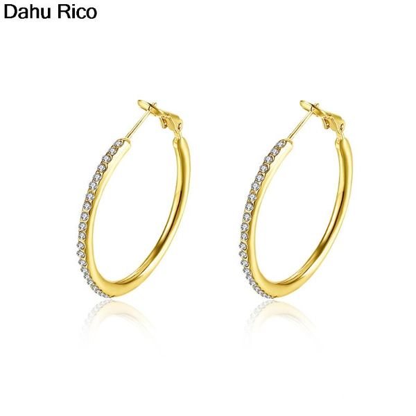 

hoop & huggie crystal environmentally friendly round fantaisie pendantes orecchini halka pendientes oreja women ladies dahu rico earrings, Golden;silver
