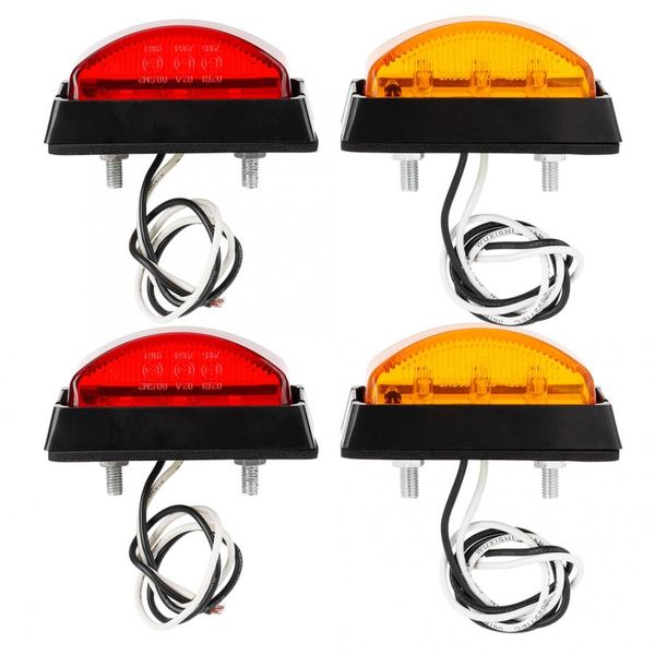 

2pcs 10-30v 0.12a 6-led truck side lamp trailer side marker indicators light signal light for car truck red/yellow