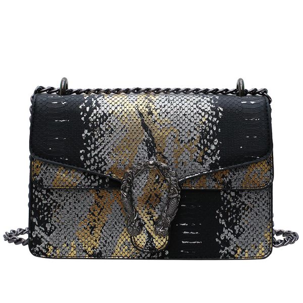

fashion women bag serpentine pu leather messenger bag designer chain shoulder crossbody ladies handbag bolso mujer