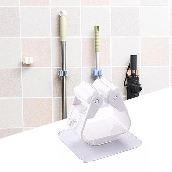 

1pc storage hooks mop broom holder wall mounted clip brush handle hanger storage rack no trace mop clip